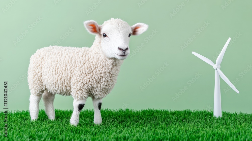 Sustainable Future: Lamb and Wind Turbine Sustainable Future: Lamb and Wind Turbine