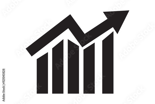 Graph going Up and Down sign with green and red arrows vector. Flat design vector illustration concept of sales bar chart symbol icon with arrow moving down and sales bar chart with arrow moving up.
