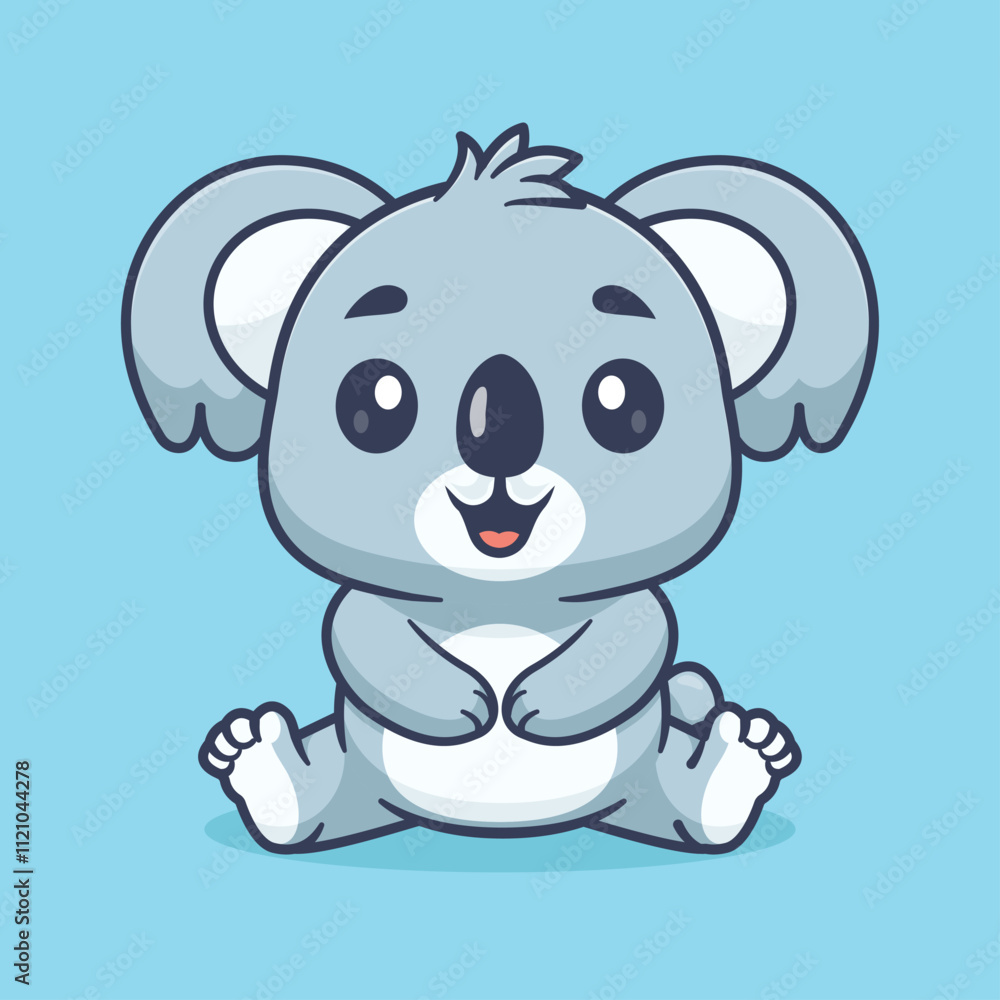 Fototapeta premium Cute koala sitting cartoon vector icon illustration animal nature icon concept isolated