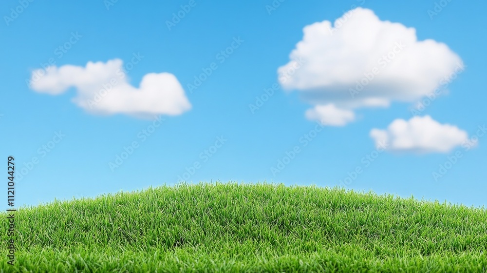 Green Hilltop Serenity: Lush green grass rolls gently over a hill, bathed in the soft glow of a blue sky dotted with fluffy clouds. This tranquil scene evokes a sense of peace and renewal. Green Hilltop Serenity: Lush green grass rolls gently over a hill, bathed in the soft glow of a blue sky dotted with fluffy clouds. This tranquil scene evokes a sense of peace and renewal.