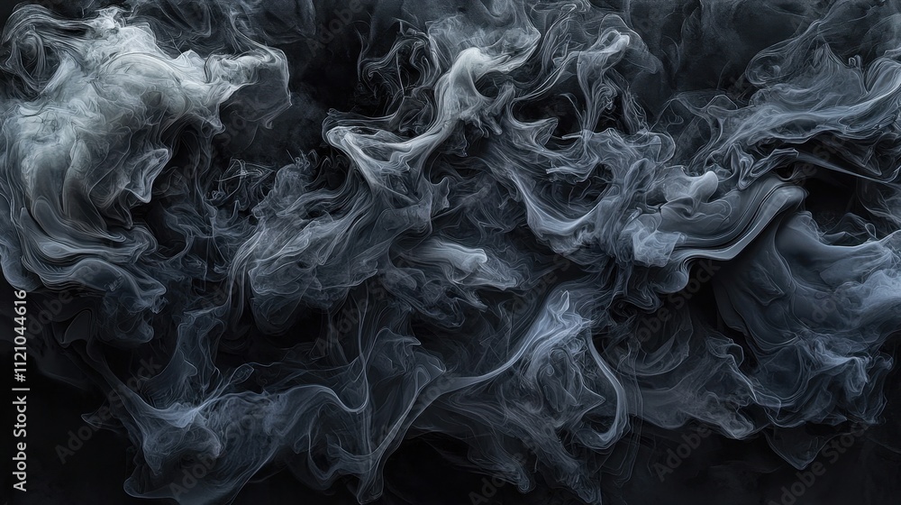 Fototapeta premium Surreal Ethereal Wisps of Smoke on a Black Background for Abstract Art Creation