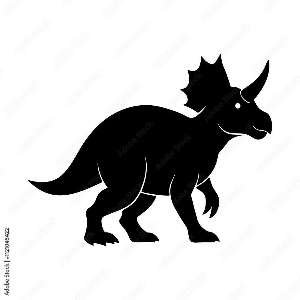 Triceratops Silhouette Vector Illustration for Dinosaur, Nature, and Adventure Art. Triceratops Silhouette Vector Illustration for Dinosaur, Nature, and Adventure Art.