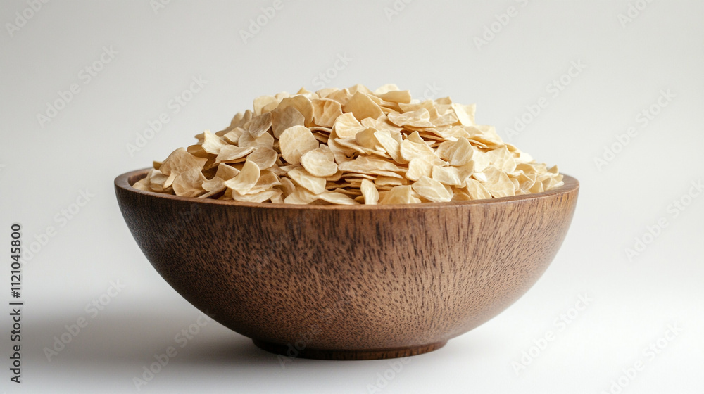 Rolled Oats in Wooden Bowl Healthy Breakfast Cereal Rolled Oats in Wooden Bowl Healthy Breakfast Cereal