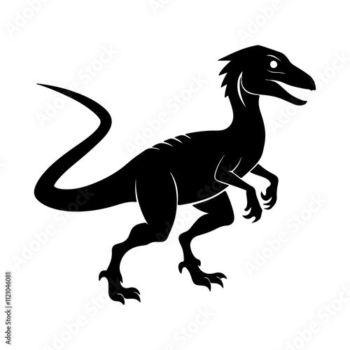 Velociraptor Silhouette Vector Illustration for Dinosaur Art and Prehistoric Themes.