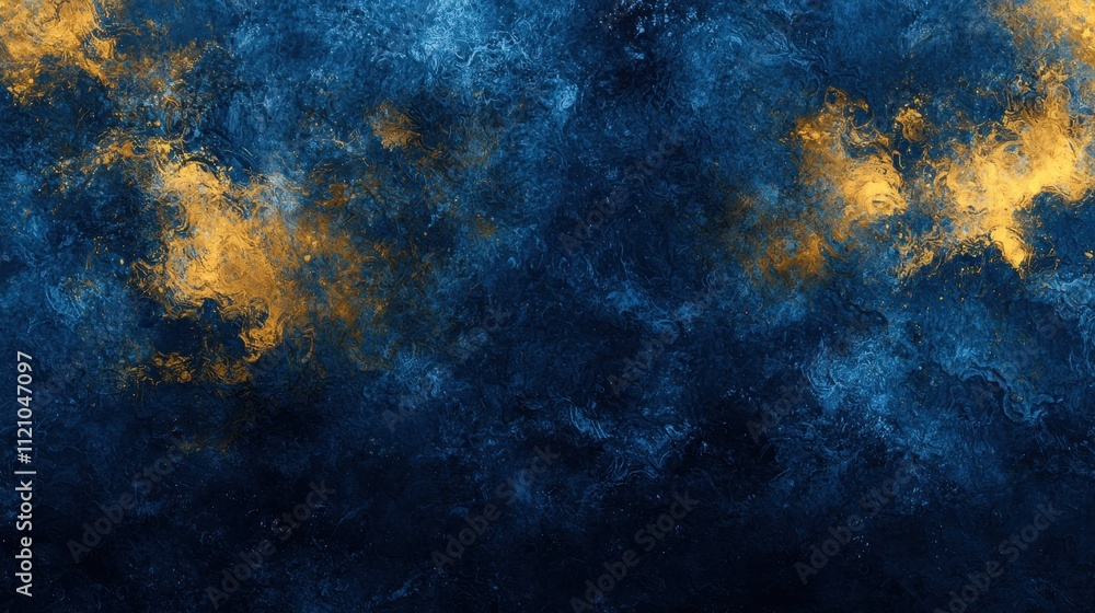 Obraz premium Ethereal Dark Background with Glowing Gradients of Blue and Gold Colors for Creative Projects