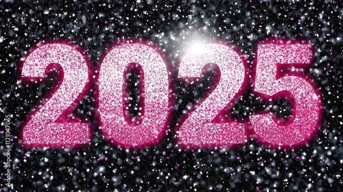 Glittering Pink Numbers Two Thousand Twenty Five