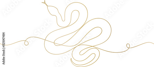 Snake in one Continuous line for Chinese new year celebration. year of snake vector illustration