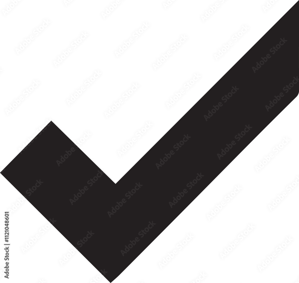 A clean, black-and-white vector icon of a check mark, perfect for use in logos, designs, and web projects. Ideal for approval, confirmation, or success-themed graphics. A clean, black-and-white vector icon of a check mark, perfect for use in logos, designs, and web projects. Ideal for approval, confirmation, or success-themed graphics.