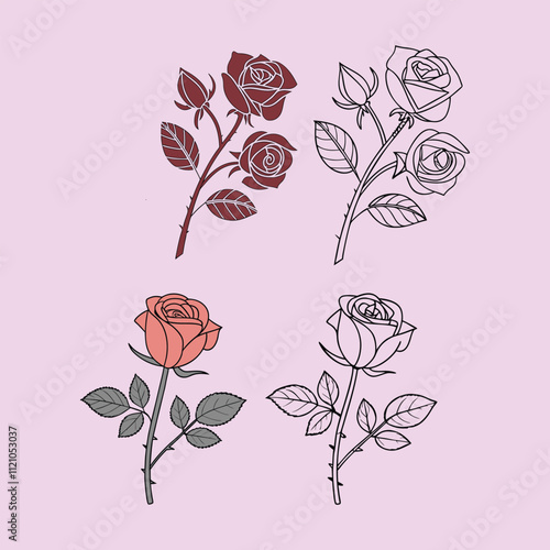 REd rose vector art 