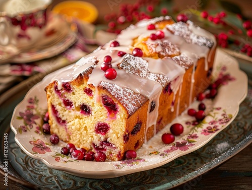 Wallpaper Mural Cranberry Loaf Cake with Lemon Glaze Torontodigital.ca