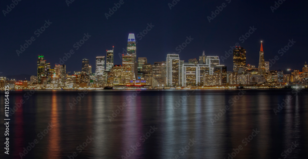 Downtown San Francisco at Night, California Downtown San Francisco at Night, California