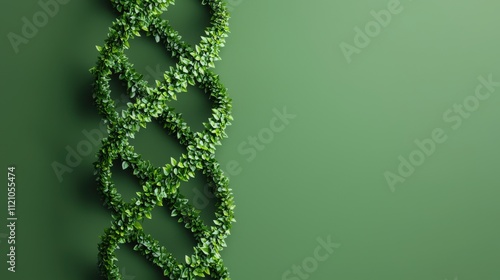 A green background with a twisting vine pattern, symbolizing growth and nature.