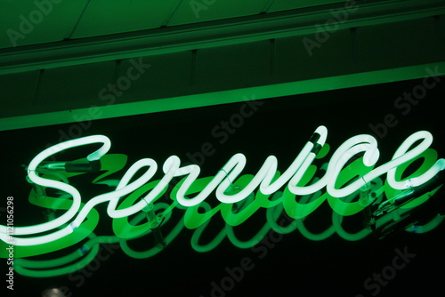 word service green neon light