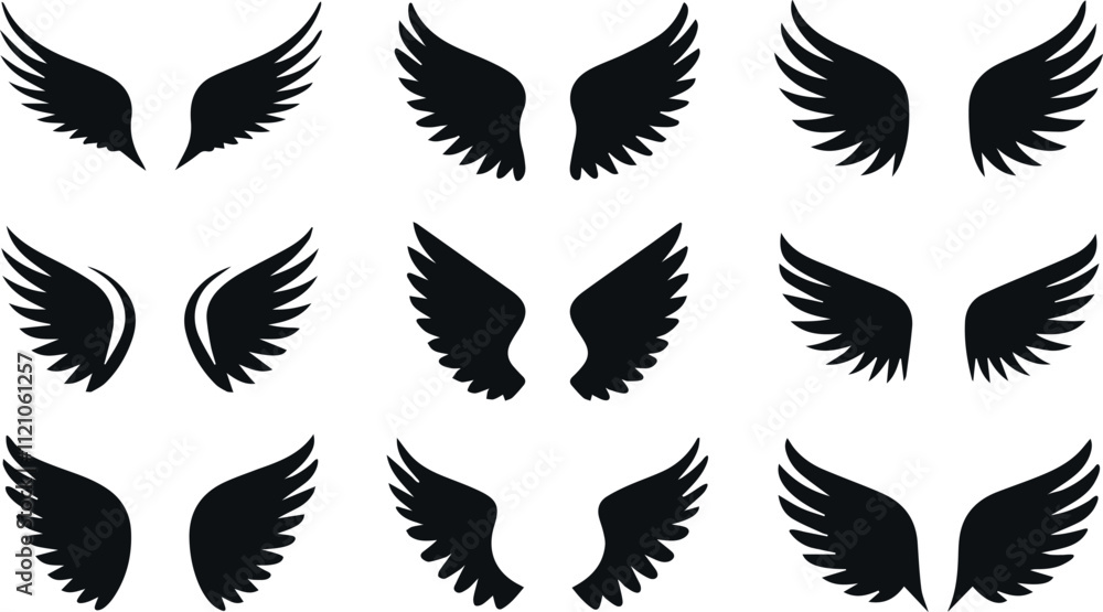 Obraz premium Classic Angel Wing Vector Pack for Design Projects