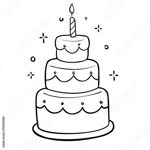 Hand drawn wedding cake doodle illustration
