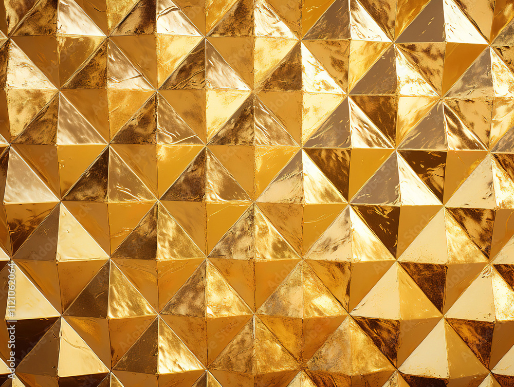 Fantastic 3D, Triangular Wall background with tiles. Gold, Glossy, tile Wallpaper Fantastic 3D, Triangular Wall background with tiles. Gold, Glossy, tile Wallpaper