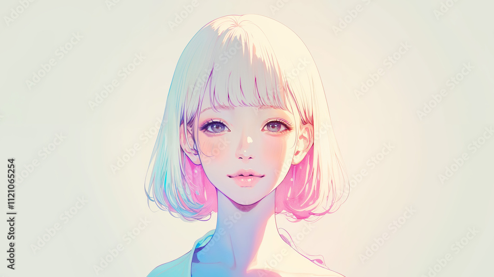 透明感ある女性のポートレートイラスト