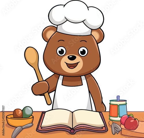 brown bear chef wearing