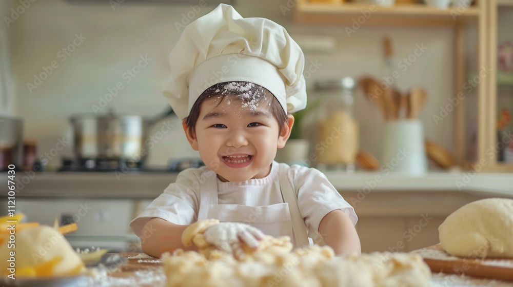 Adorable Little Chef Baking in the Kitchen Adorable Little Chef Baking in the Kitchen