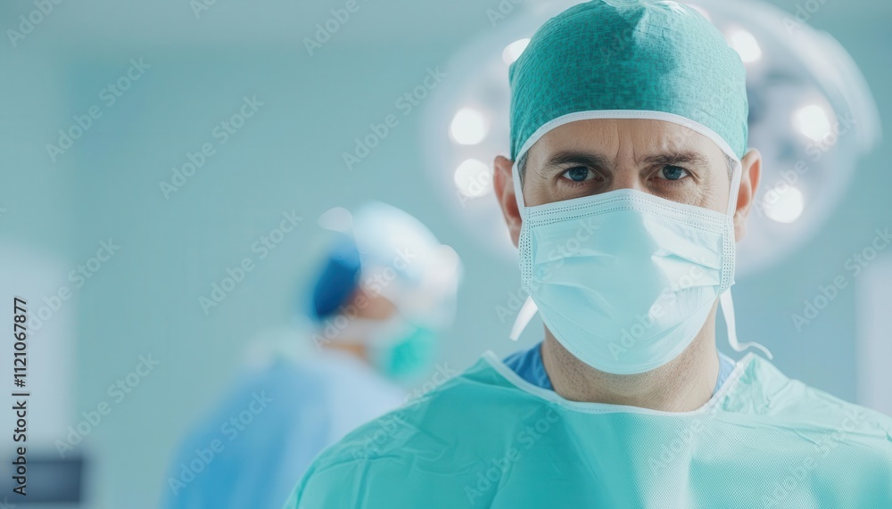 Surgeon concentrating during a complex operation, sterile environment, Focus, Determination, medical success milestone Surgeon concentrating during a complex operation, sterile environment, Focus, Determination, medical success milestone