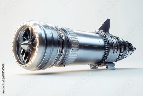 A sleek jet engine with a shiny surface. It represents advanced technology and innovation in aerospace engineering. Ideal for tech enthusiasts or science projects. Generative AI