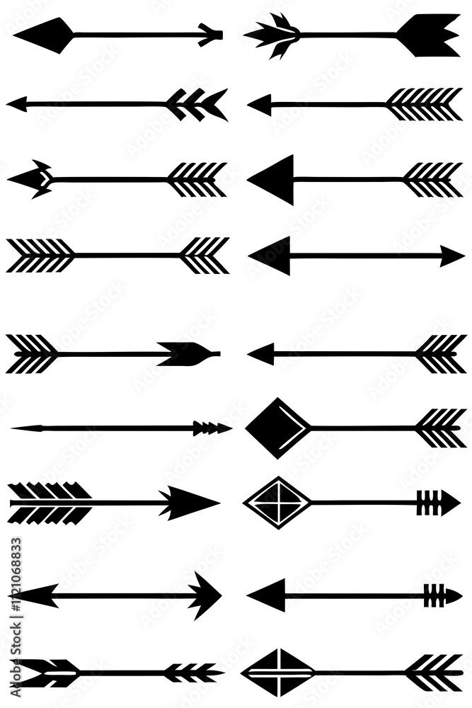 Fototapeta premium set of black and white ribbons arrow