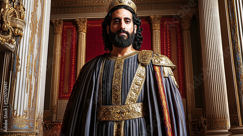 King David from the Bible standing in palace hall