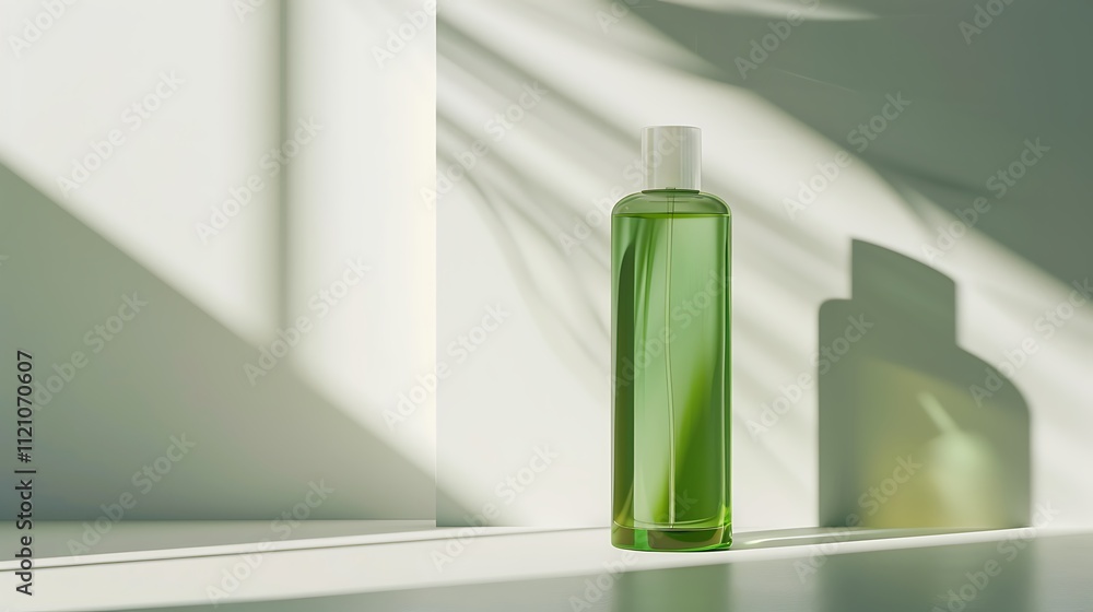 Sleek green toner bottle with a modern look on white. Sleek green toner bottle with a modern look on white.