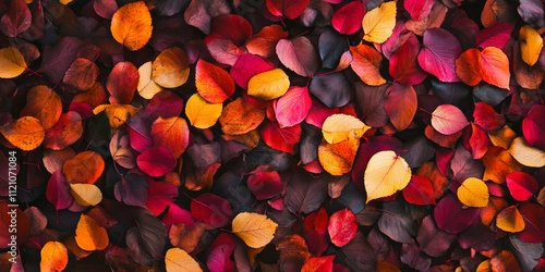 Colorful autumn leaves scattered from trees, showcasing the beauty of autumn leaves in a vibrant natural setting. These autumn leaves create a stunning display of the season s charm. photo