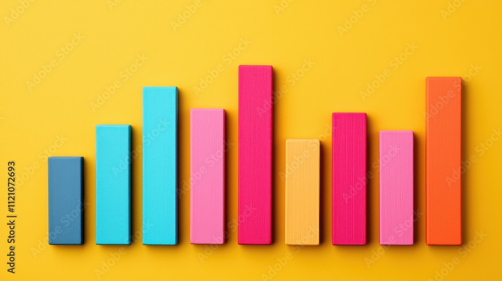 Visualizing growthcolorful bar graph analysis in a yellow environment for business insights Visualizing growthcolorful bar graph analysis in a yellow environment for business insights