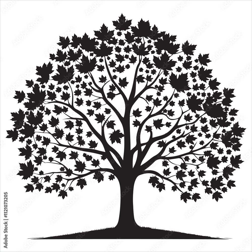 Obraz premium maple silhouette tree vector style with background
