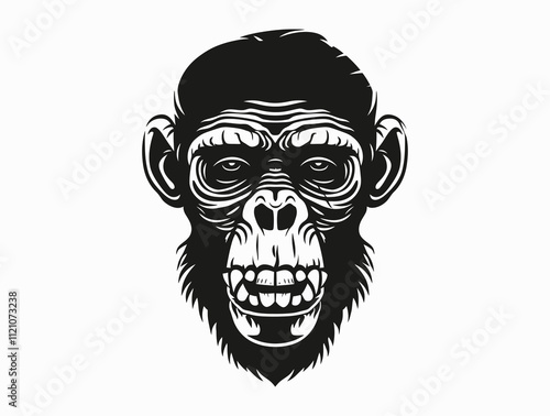 Chimpanzee Skull silhouette vector illustration