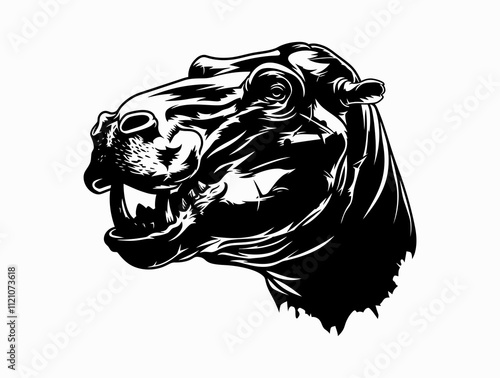 Hippopotamus Skull silhouette vector illustration