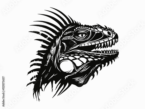 Iguana Skull silhouette vector illustration