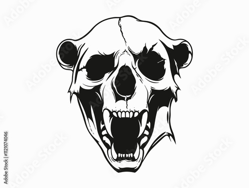 Polar bear Skull Playing silhouette vector illustration