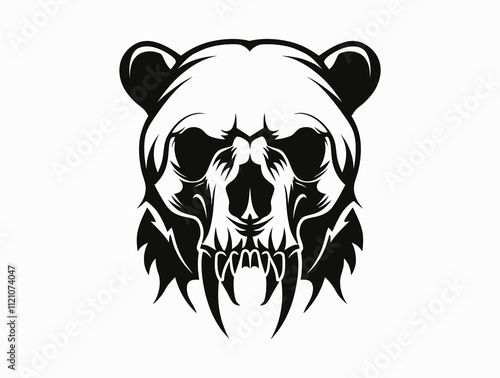 Polar bear Skull Playing silhouette vector illustration