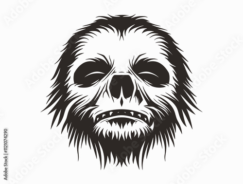 Sloth Skull silhouette vector illustration