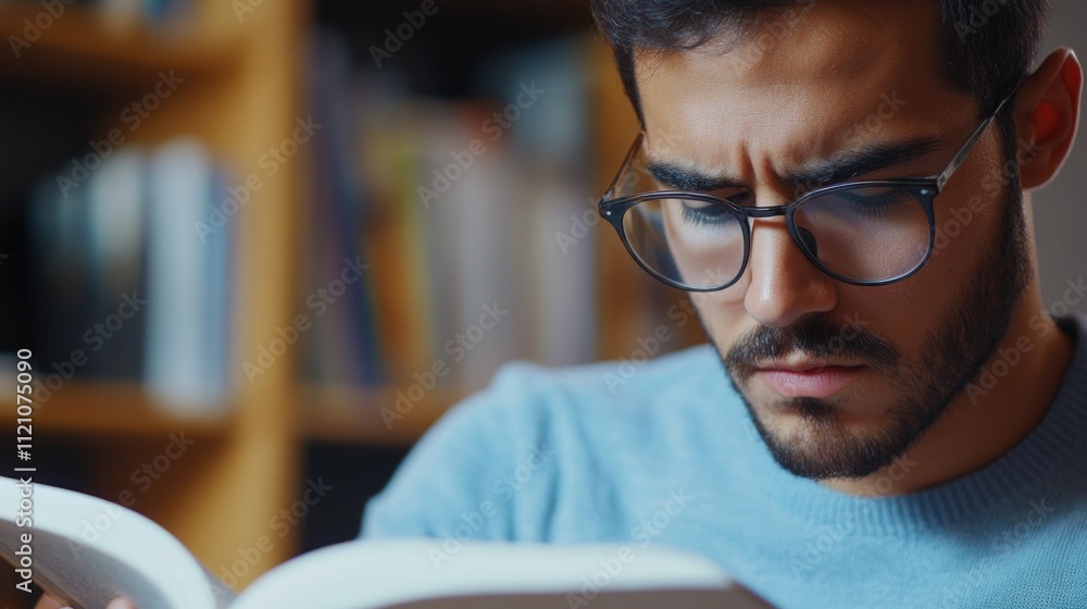 Deep Concentration - Man Reading a Book Deep Concentration - Man Reading a Book