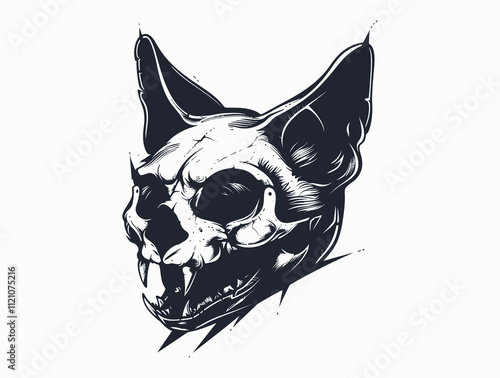 Cat Skull Playing silhouette vector illustration