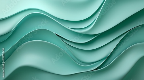 Fluidity concept dynamic abstract art of soft green waves for a tranquil atmosphere