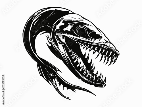 Eel Skull silhouette vector illustration