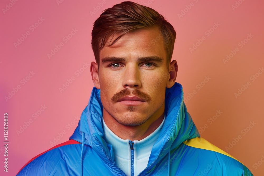 Vibrant portrait of a young man emphasizing movember awareness and men s health campaign Vibrant portrait of a young man emphasizing movember awareness and men s health campaign