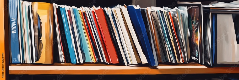 A colorful array of books on a shelf, showcasing various s and spines. A colorful array of books on a shelf, showcasing various s and spines.