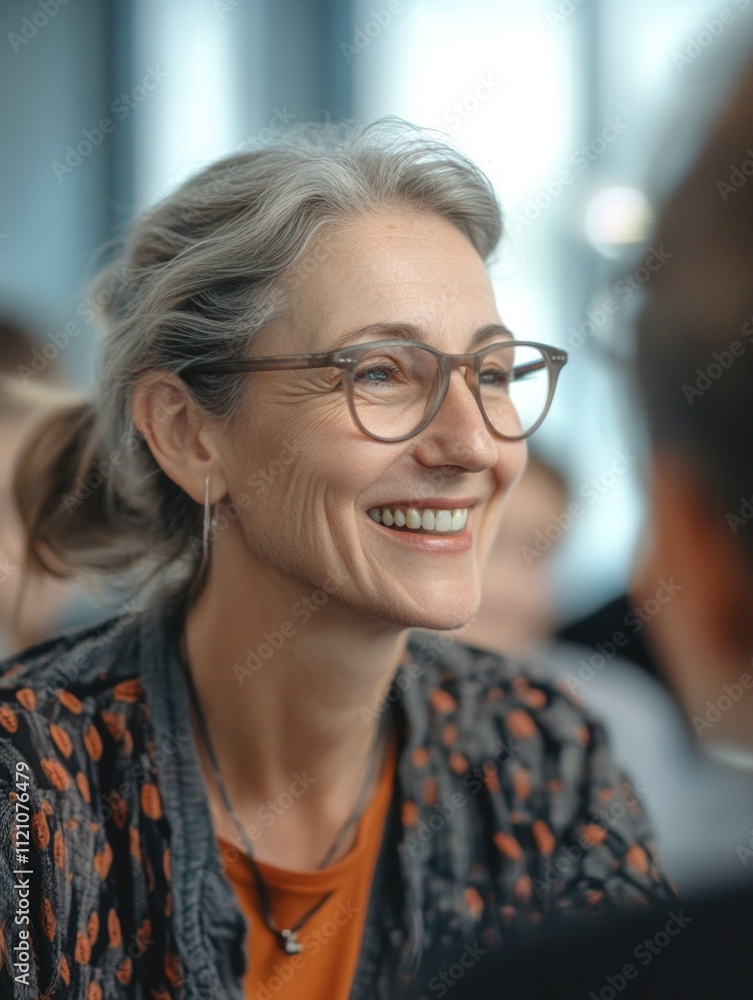 Professional Woman with a Smile in a Conference Setting Professional Woman with a Smile in a Conference Setting