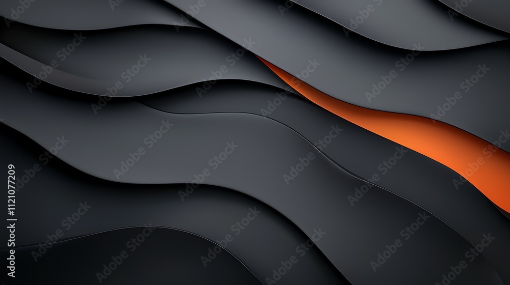 Fototapeta premium Abstract dynamic black and orange waves modern digital art with visual impact