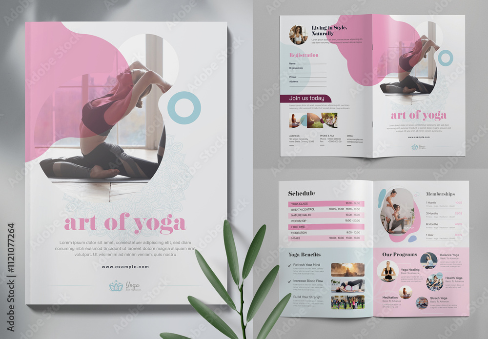 Yoga Meditation Bifold Brochure Template Premium Accents Stock Template