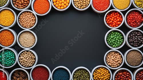 Circular array of international goods representing global economic diversity and cultural exchange
