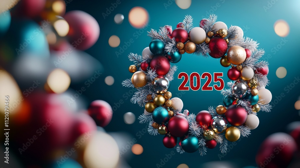 Festive new year celebration 2025 holiday decor graphic design indoor close-up cheerful atmosphere Festive new year celebration 2025 holiday decor graphic design indoor close-up cheerful atmosphere