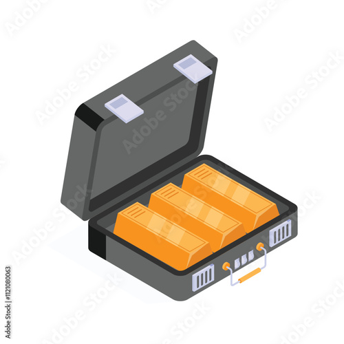 A briefcase containing gold bars for wealth storage or trade