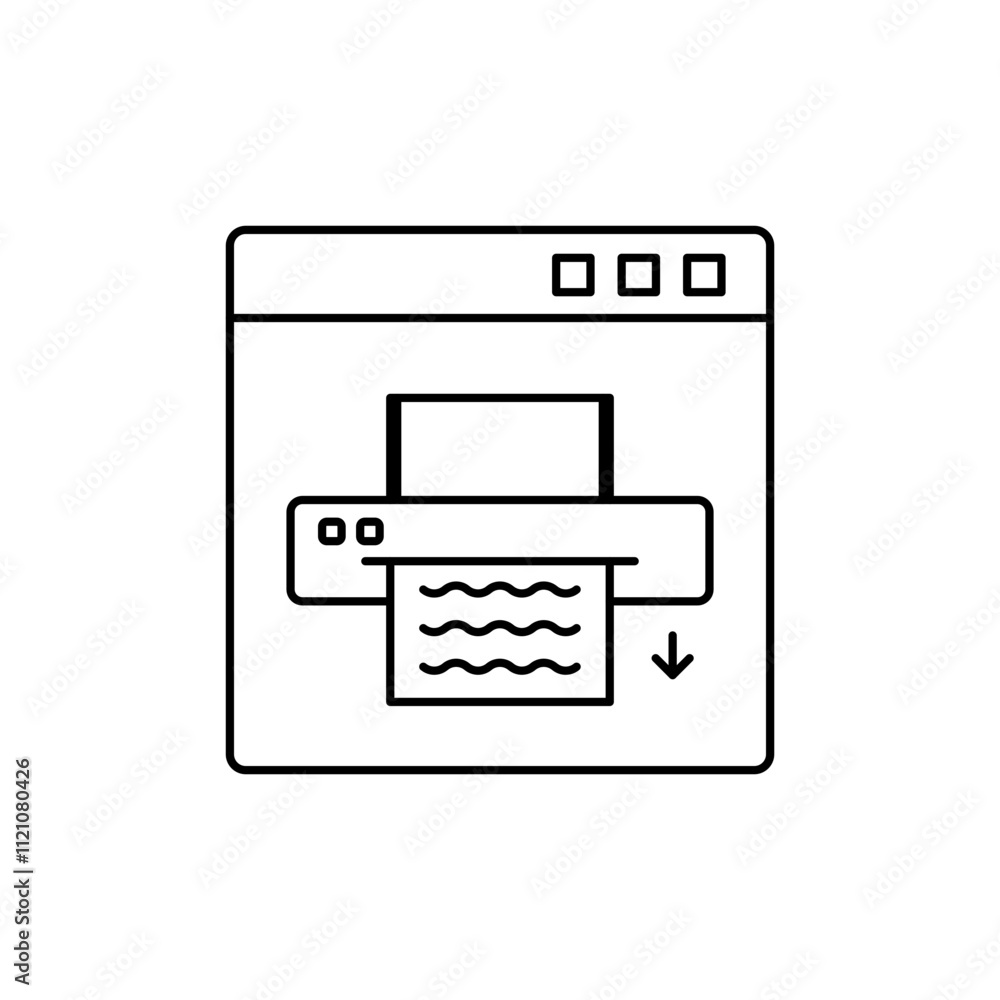 Fototapeta premium Print Outline Icon for the print function of the web page.